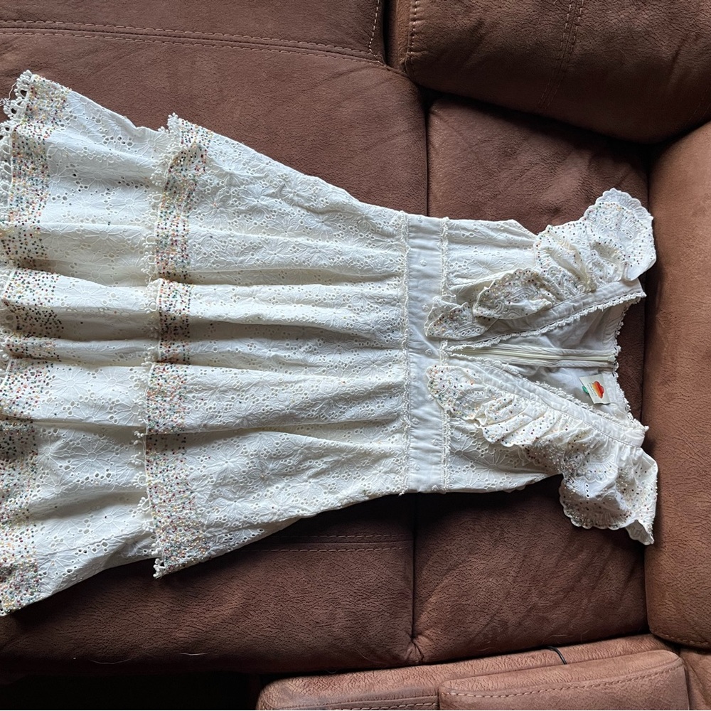 FARM Rio White Eyelet Dress with Ruffles